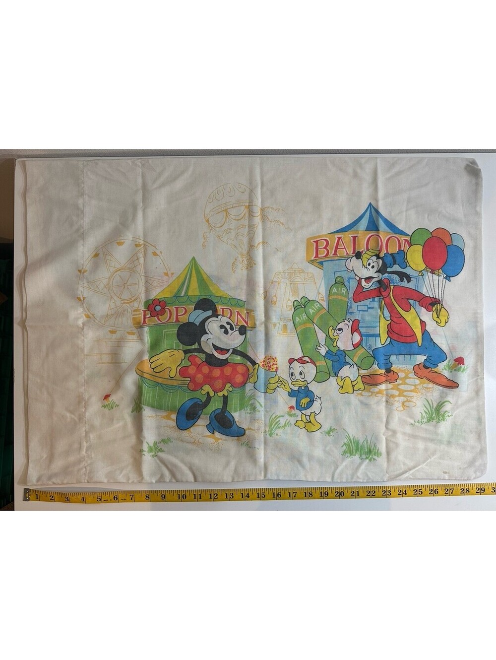 Vtg Walt Disney Pillowcase Mickey Minnie Donald Duck 1980